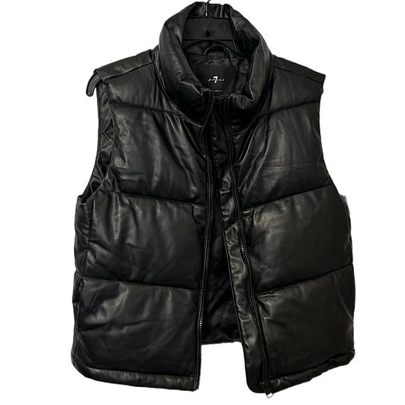 7 for all mankind faux leather puffer vest - Picture 6 of 14
